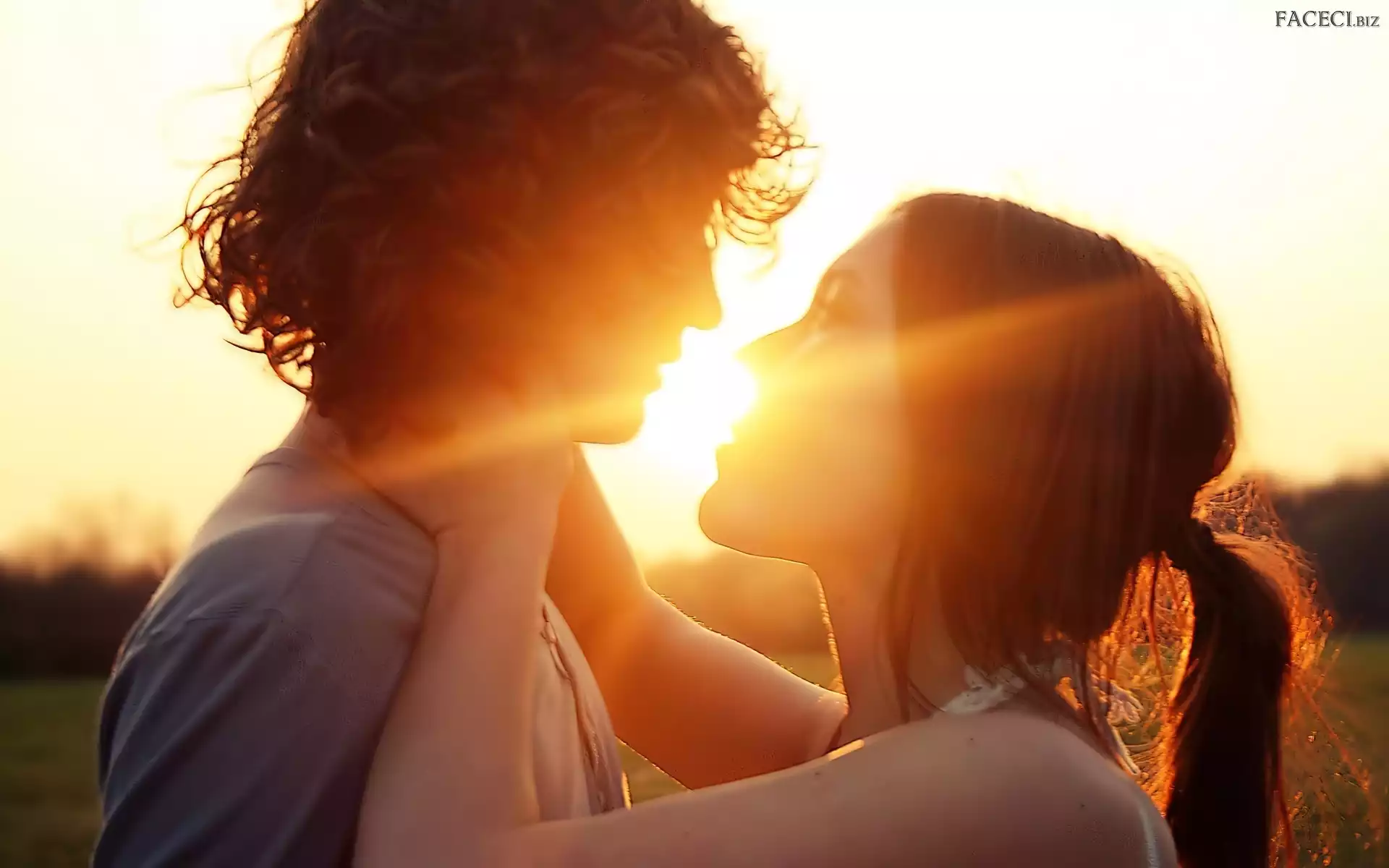 Słońca, Promienie, Miłość, Para, Zachód